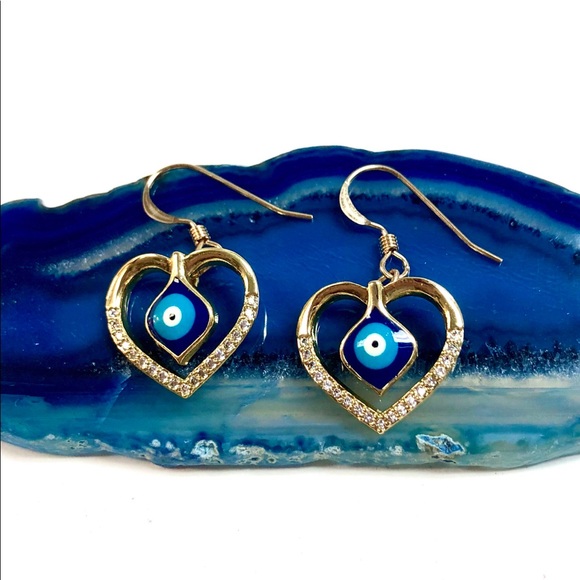 Evil Eye Earrings, Hamsa, Heart, Protection, Boho - Picture 2 of 11
